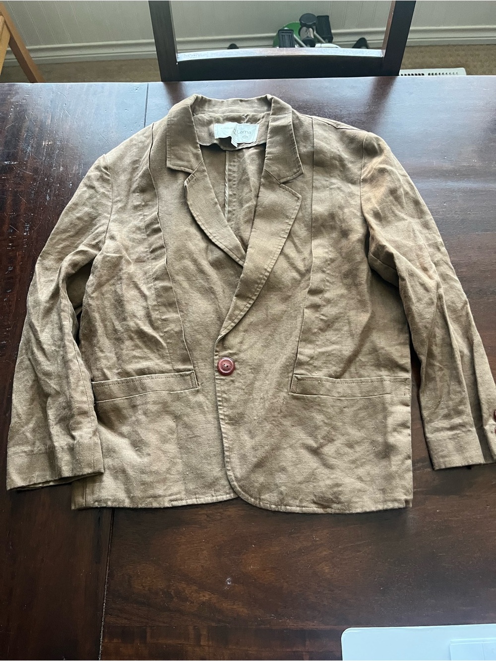 Women's Lightweight Brown Linen Blazer Jacket